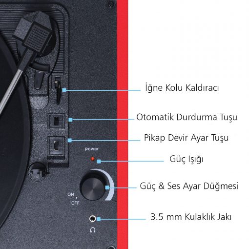 Record Master T310CH Kırmızı Çanta Pikap - Görsel 3