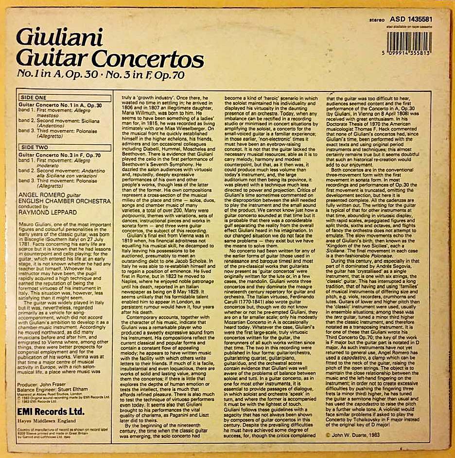 Angel Romero - Giuliani Guitar Concertos - Görsel 2