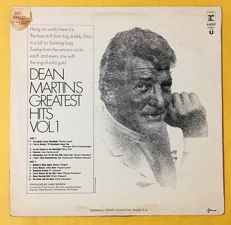 Dean Martin – Dean Martin's Greatest Hits - Vol. 1 - Görsel 2