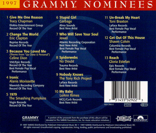 1997 Grammy Nominees - CD - Görsel 2