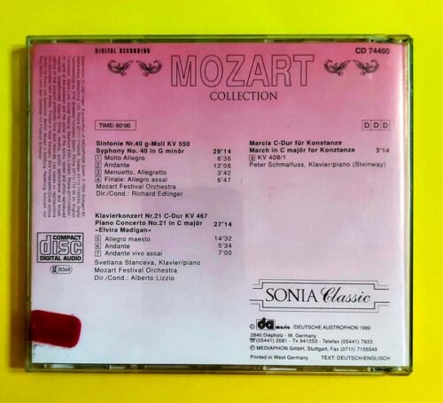 Mozart - Sinfonie Nr. 40, Klavierkonzert - Elvira Madigan - Marcia KV 408/1 - CD - Görsel 2