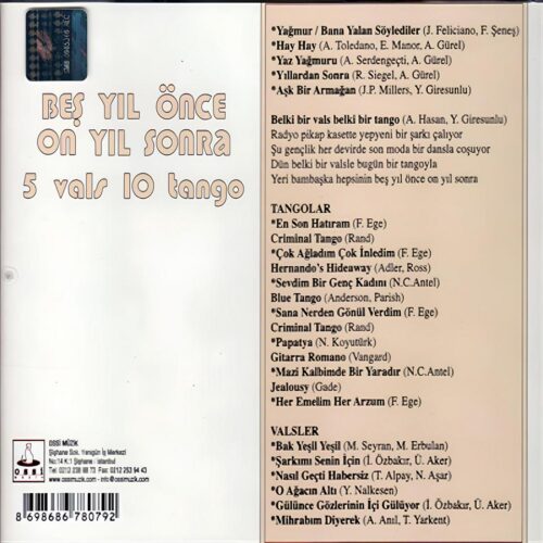 Beş Yıl Önce On Yıl Sonra - Beş Vals On Tango CD - Görsel 2