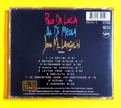 Paco De Lucia, Al Di Meola, John McLaughlin – The Guitar Trio - CD - Görsel 2
