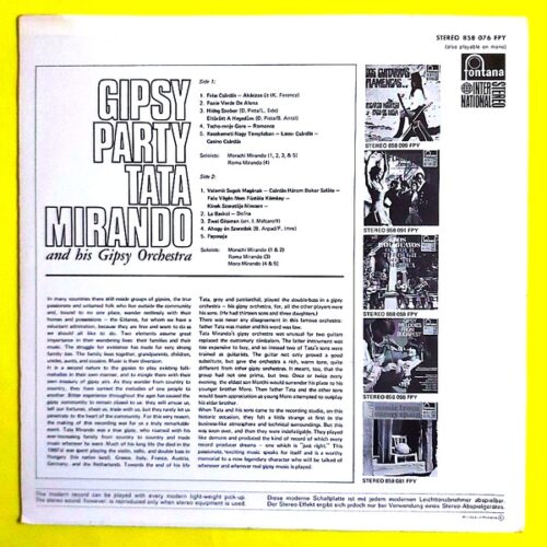 Tata Mirando And His Gipsy Orchestra – Gipsy Party - Görsel 2