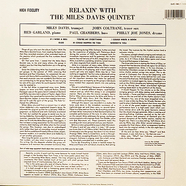 The Miles Davis Quintet – Relaxin With The Miles Davis Quintet - Görsel 2