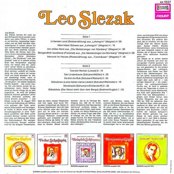 Leo Slezak – Leo Slezak - Plak - Görsel 2