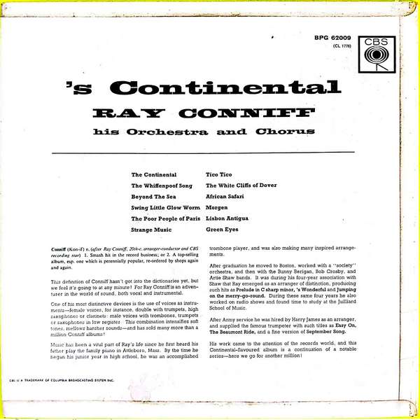 Ray Conniff, His Orchestra And Chorus – 'S Continental - Görsel 2