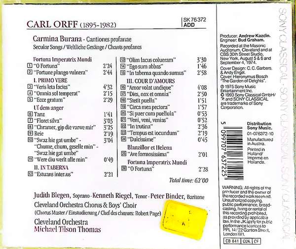 Carl Orff – Carmina Burana - CD - Görsel 2