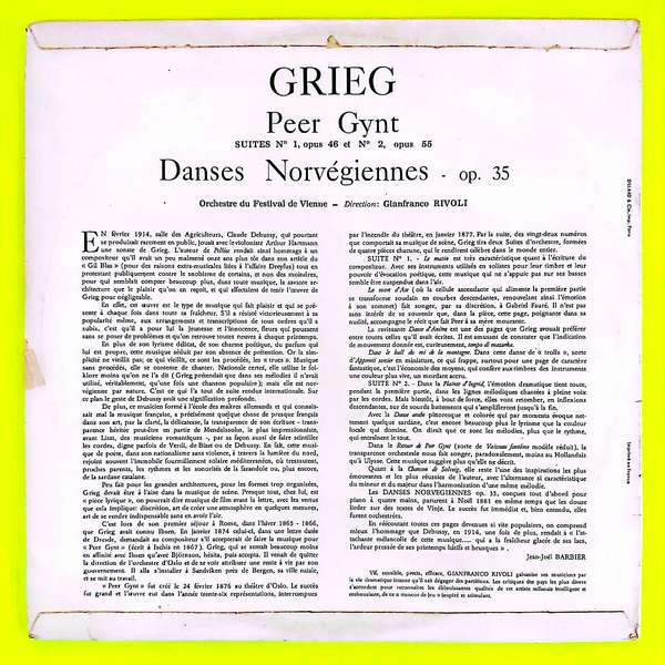 Grieg – Peer Gynt Suites N 1 Et 2 - 4 Danses Norvegiennes - Plak - Görsel 2