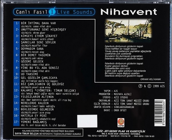 Nihavent - Turkish Old Authentic Sounds - CD - Görsel 2